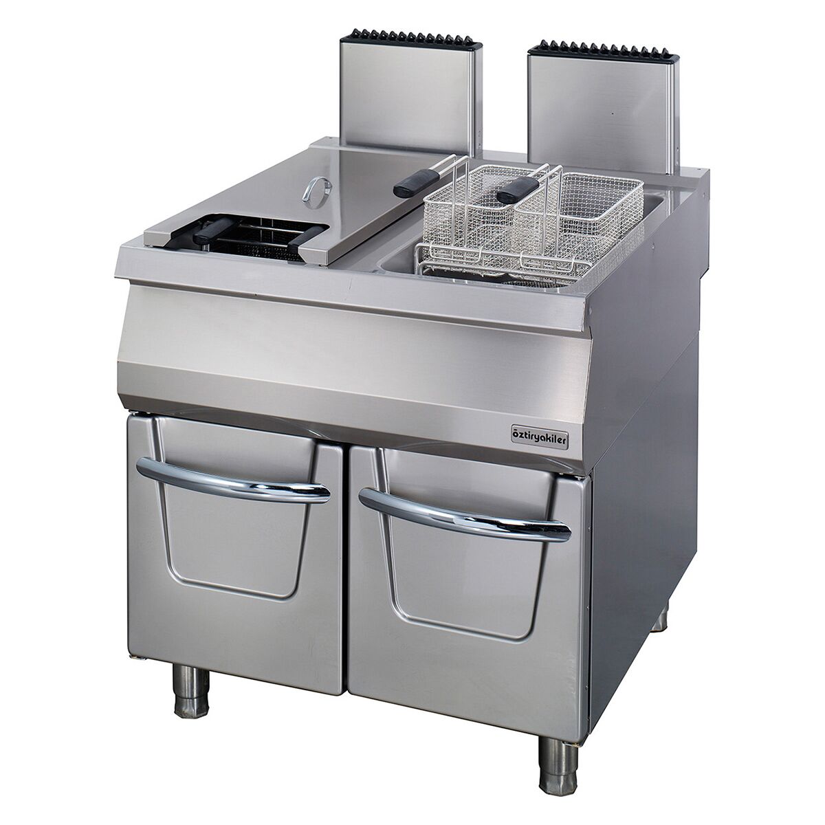 7856.N1.80908.14 Friteuse à Gaz 44 Kw 2 Cuves avec Placards Fermé